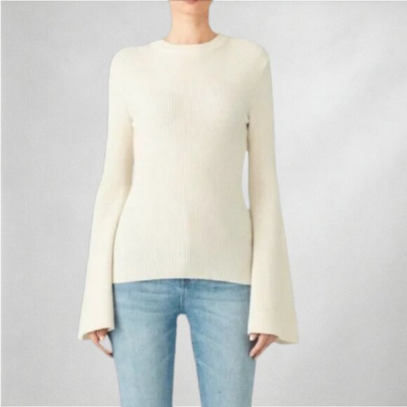 JOA Los Angeles Women’s Bell-Sleeve Sweater XS–M Ivory Wool-Nylon Blend - Picture 2 of 8